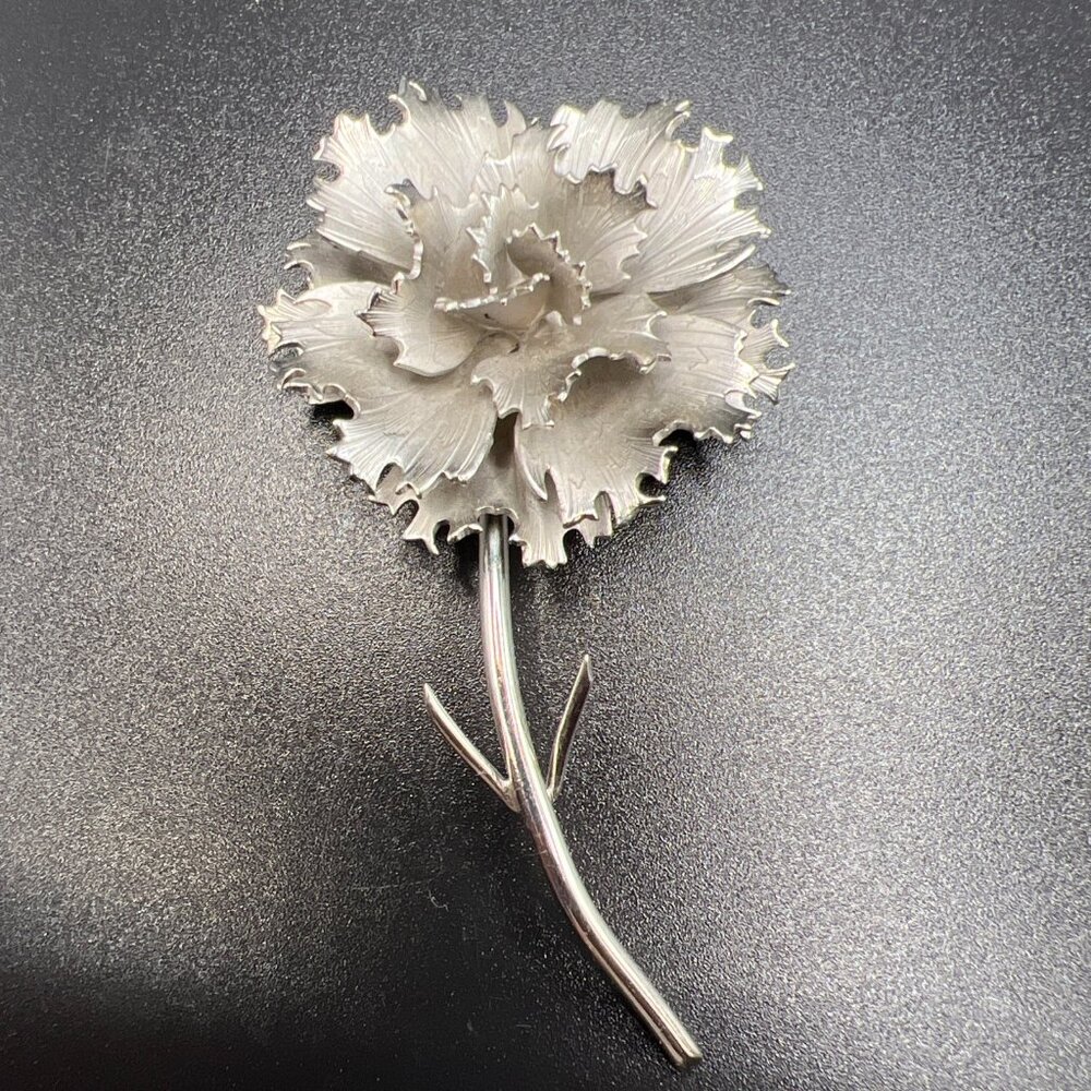 Giovanni Signed Silver Tone Layered Flower Brooch